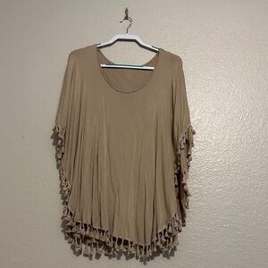 Chico's Tan Fringe Poncho Top